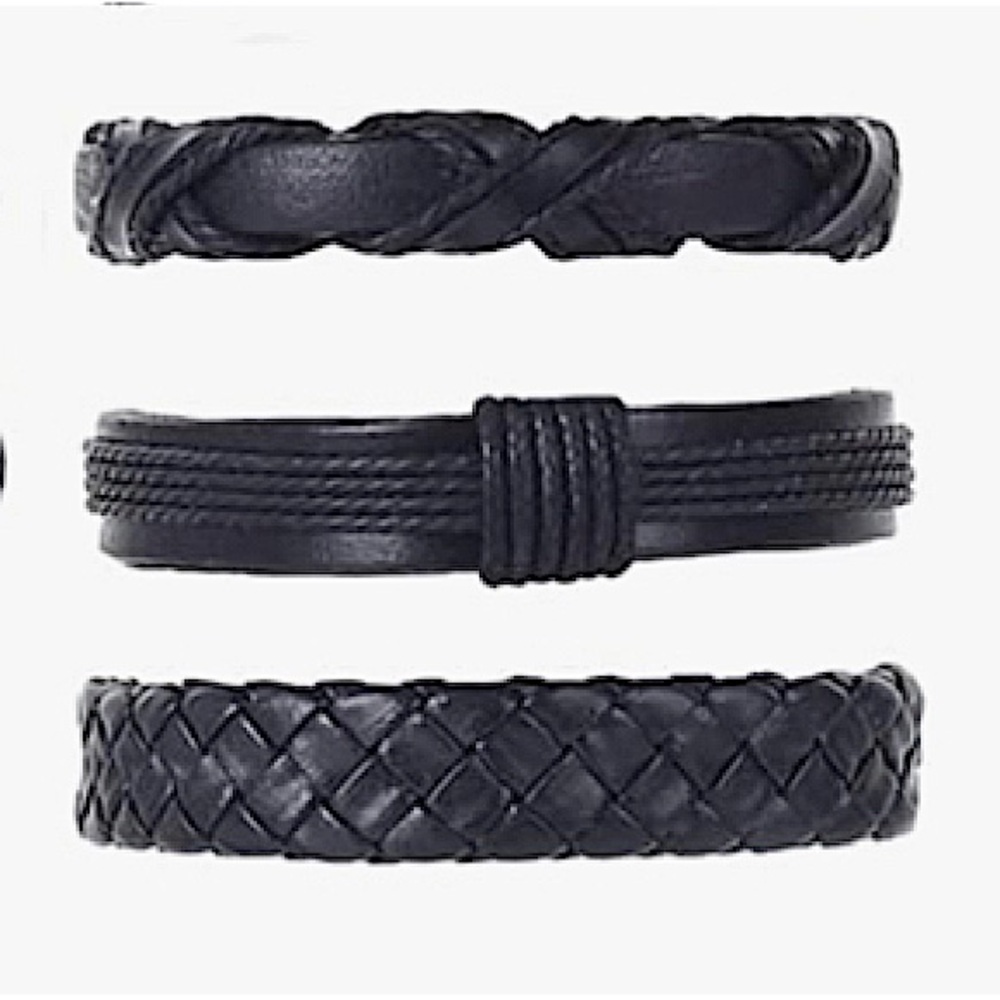 CASDAN 3 Piecec Braided Leather Bracelets Woven Cuff Wrap Bracelet